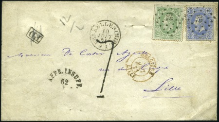 Stamp of Belgium » Belgique. 1869-83 Nouveaux types et nouvelles valeurs - Émission 10c vert, sept lettres avec griffe "AFFR. INSUFF."