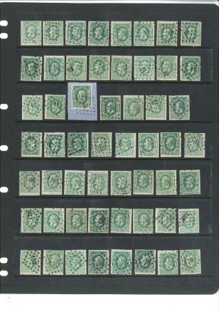 Stamp of Belgium » Belgique. 1869-83 Nouveaux types et nouvelles valeurs - Émission 10c vert, cent trente timbres tous obl. losange di