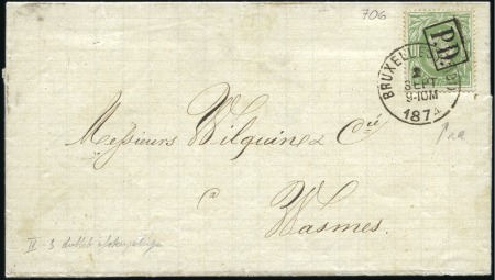 Stamp of Belgium » Belgique. 1869-83 Nouveaux types et nouvelles valeurs - Émission 10c vert annulé par cachet PD et càd Bruxelles Mid