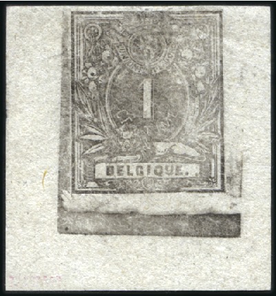 Stamp of Belgium » Belgique. 1869-83 Nouveaux types et nouvelles valeurs - La Genèse Épreuve du coin du 1c, type non adopté, sur papier