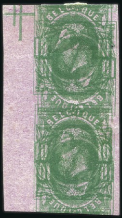 Stamp of Belgium » Belgique. 1869-83 Nouveaux types et nouvelles valeurs - La Genèse Épreuve de la planche en double impression : 10c e