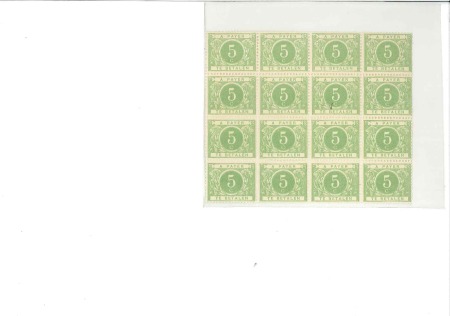 Stamp of Belgium » General issues from 1894 onwards 1916 Type Modifié, 5c vert, bloc de seize, neuf av