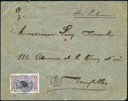 1894 "Mols", 1F violet, oblitération de Matadi du 