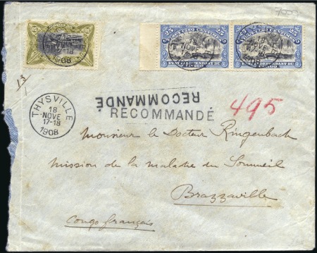 1894 "Mols", 25c bleu en paire et 50c olive, oblit