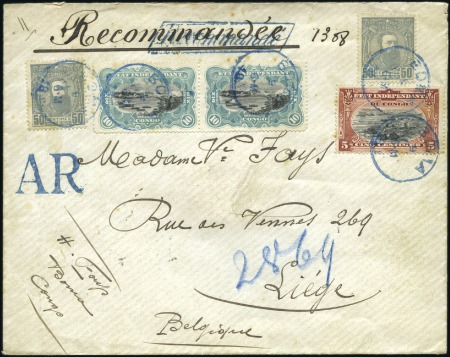 1887 Léopold II, 50c gris ensemble avec "Mols" 5c 