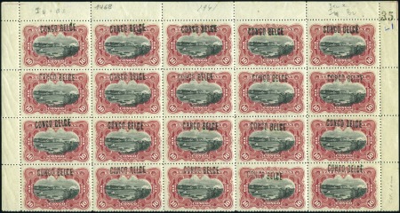 Stamp of Belgian Congo » 1909 Local Surcharge 10c carmin, surcharge de type 1, bloc de vingt ave