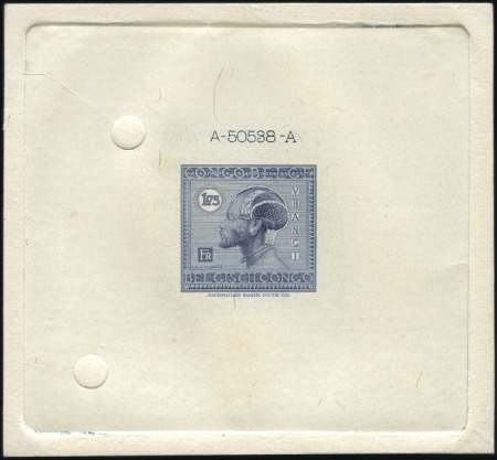 Stamp of Belgian Congo » General Issues from 1909 (June) 1925 "Vloors", essai du 1F75 en bleu-gris sur feui