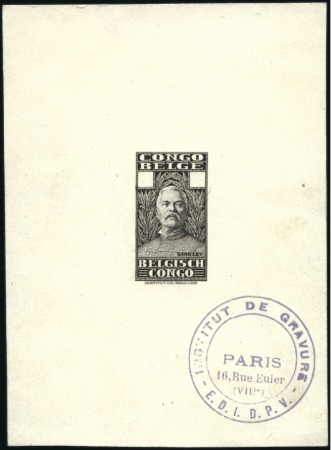 Stamp of Belgian Congo 1928 Type "Stanley", un essai en noir du coin orig