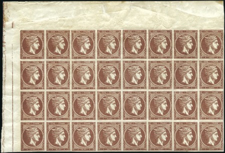 1L Red-Brown unmounted mint corner block of 32 wit