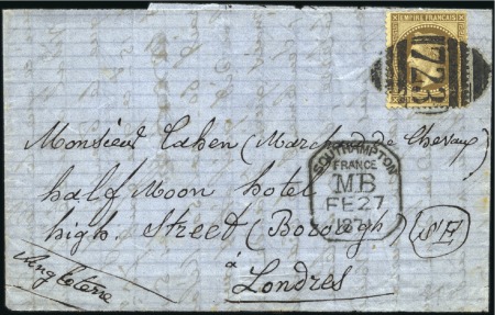 Stamp of France 1871 Pli pour Londres avec oblitération maritime d