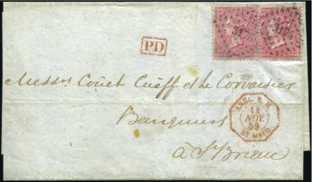 Stamp of France 1859 Lettre de Jersey pour la France avec Grande-B