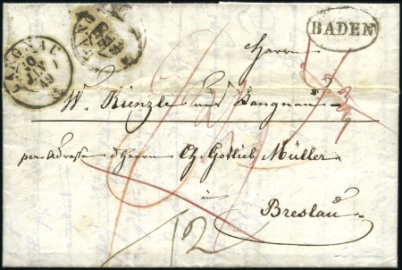 1849 Faltbrief von Langnau (10.1.49) nach Breslau 