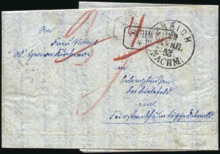 Stamp of Switzerland / Schweiz » Vorphilatelie 1853 Faltbrief von Zürich (29.4.53) nach Lippe-Det