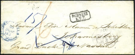 Stamp of Switzerland / Schweiz » Vorphilatelie 1856 Umschlag von Neuchâtel (30.9.56) nach Nassau,
