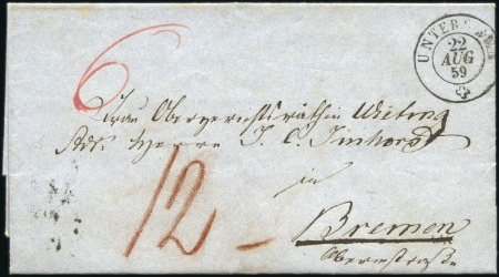 Stamp of Switzerland / Schweiz » Vorphilatelie 1859 Faltbrief von Unterseen (22.8.59) nach Bremen
