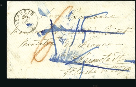 Stamp of Switzerland / Schweiz » Vorphilatelie 1862 Umschlag von St.Aubin (18.8.62) nach Darmstad