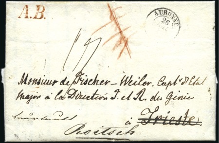 Stamp of Switzerland / Schweiz » Vorphilatelie 1854 Faltbrief von Aubonne nach Rohitsch (via Trie