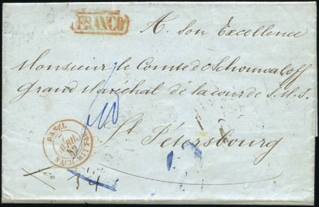 1852 Faltbrief von Basel (7.4.52) an Graf Schouval