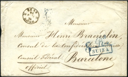 Stamp of Switzerland / Schweiz » Vorphilatelie 1855 Briefumschlag gest. BERN 22 SEPT 1855 nach Ba
