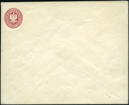 Stamp of Russia » Russia Imperial Pre-Stamp Postal History 1868 30k Carmine Rose envelope with sharp edges of