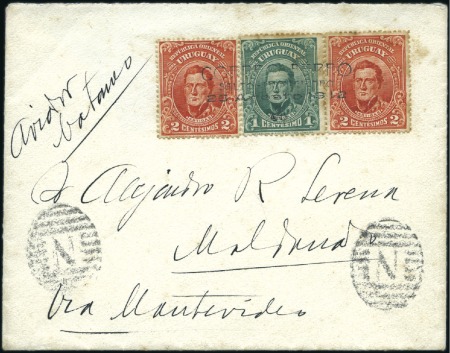 Stamp of Uruguay 1912 (25 Aug.) Cover flown on the Salto-Montevideo