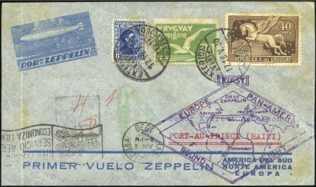 Stamp of Uruguay 1930 (18 May) First South American Zeppelin Round 