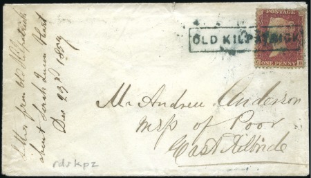 1857 (Dec) Envelope with 1854-57 1d red tied by cr