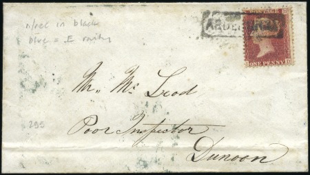 1858 (Jan 5) Envelope wiht 1854-57 1d red tied by 