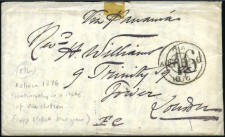 1876 (July 7) Envelope from Sucre to London, with 