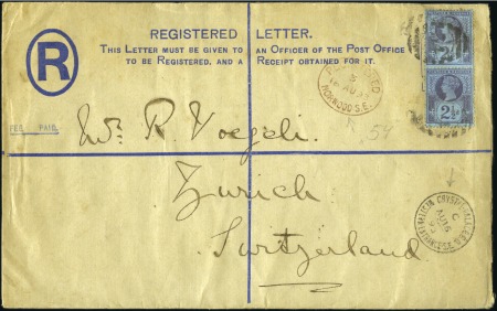 Stamp of Great Britain » 1855-1900 Surface Printed 1893 (Aug 16) Registered envelope with 1887 2 1/2d