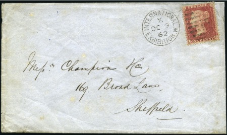1862 (Oct 9) Envelope with 1854-57 1d red tied by 
