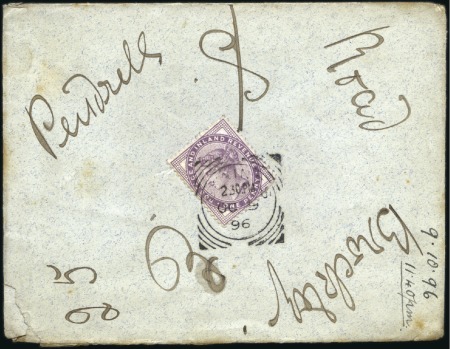 Stamp of Great Britain » 1855-1900 Surface Printed 1896 (Oct 9) Unusually addressed envelope sent fro