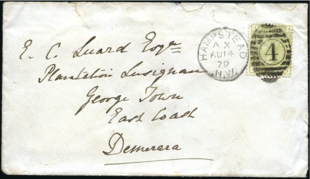 Stamp of Great Britain » 1855-1900 Surface Printed 1879 (Aug 14) Envelope from London to BRITISH GUIA