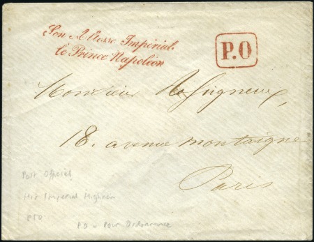Stamp of France 1865 Superbe marque "Son ALTESSE IMPERIALE le PRIN