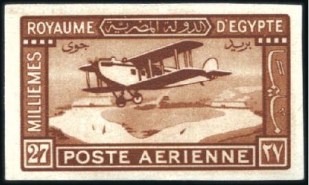 1929 Airmail 27m orange-brown imperforate with "Ca