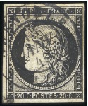 Stamp of France 1849 20c noir : deux exemplaires obl. càd Grenoble