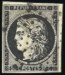 Stamp of France 1849 20c noir : deux exemplaires obl. càd Grenoble