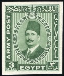 Stamp of Egypt Army Post 1936 3m and 10m imperf. with "Cancelled"