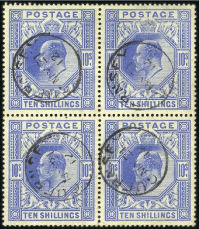 Stamp of Great Britain » King Edward VII 1911-13 Somerset House 10s blue in block of four, 