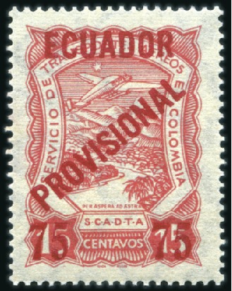 Stamp of Ecuador 1929 Scadta 50c on 10c, 75c on 15c & 1s on 20c, 75