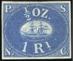 Stamp of Peru 1857 Pacific Steam Navigation Company: 1r blue & 2