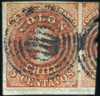 Stamp of Chile 1853-66 Selection of the classic Columbus Head iss