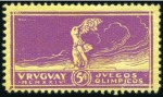 Stamp of Uruguay 1924 Olympic set of three, mint, on yellow paper,