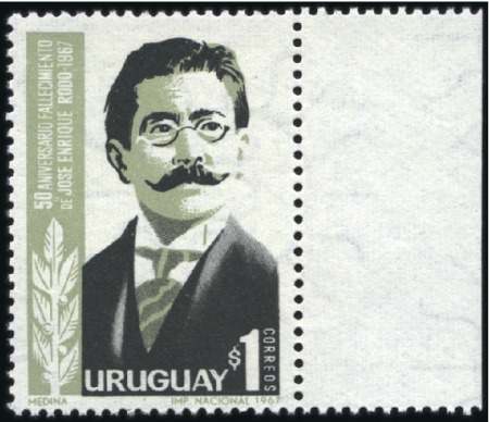 Stamp of Uruguay 1967 Rodo 1p multicoloured, mint nh right marginal