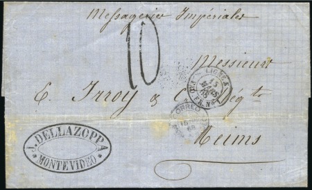 Stamp of Uruguay 1868 Cover from Montevideo to France with "Correo 