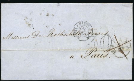 Stamp of France 1859 Càd "Genève à Macon 10 oct 59 A" utilisé comm