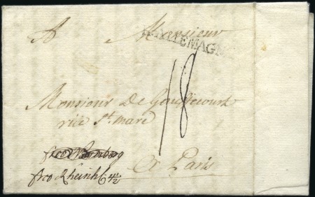 1755 Lettre de Cassel pour Paris avec marque d'ent