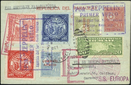1930 (May) 70c Airmail card to Germany uprated wit