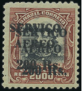 Stamp of Brazil 1927 Airmail 200r on 2000r claret & black, mint sh