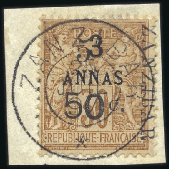 1897 5 et 50c sur 3a sur 30c, type VI, tirage 48, 